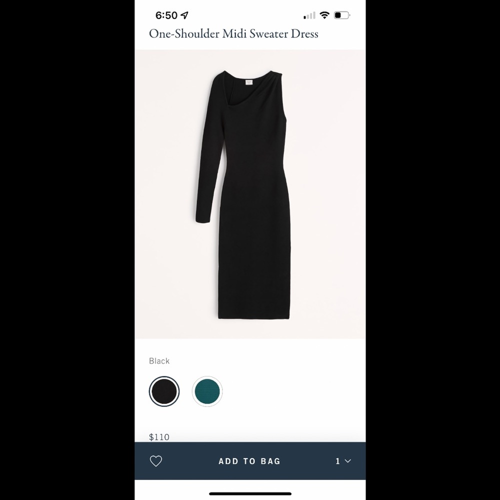 Abercrombie & Fitch one shoulder mini sweater dress, current season NWT size XS